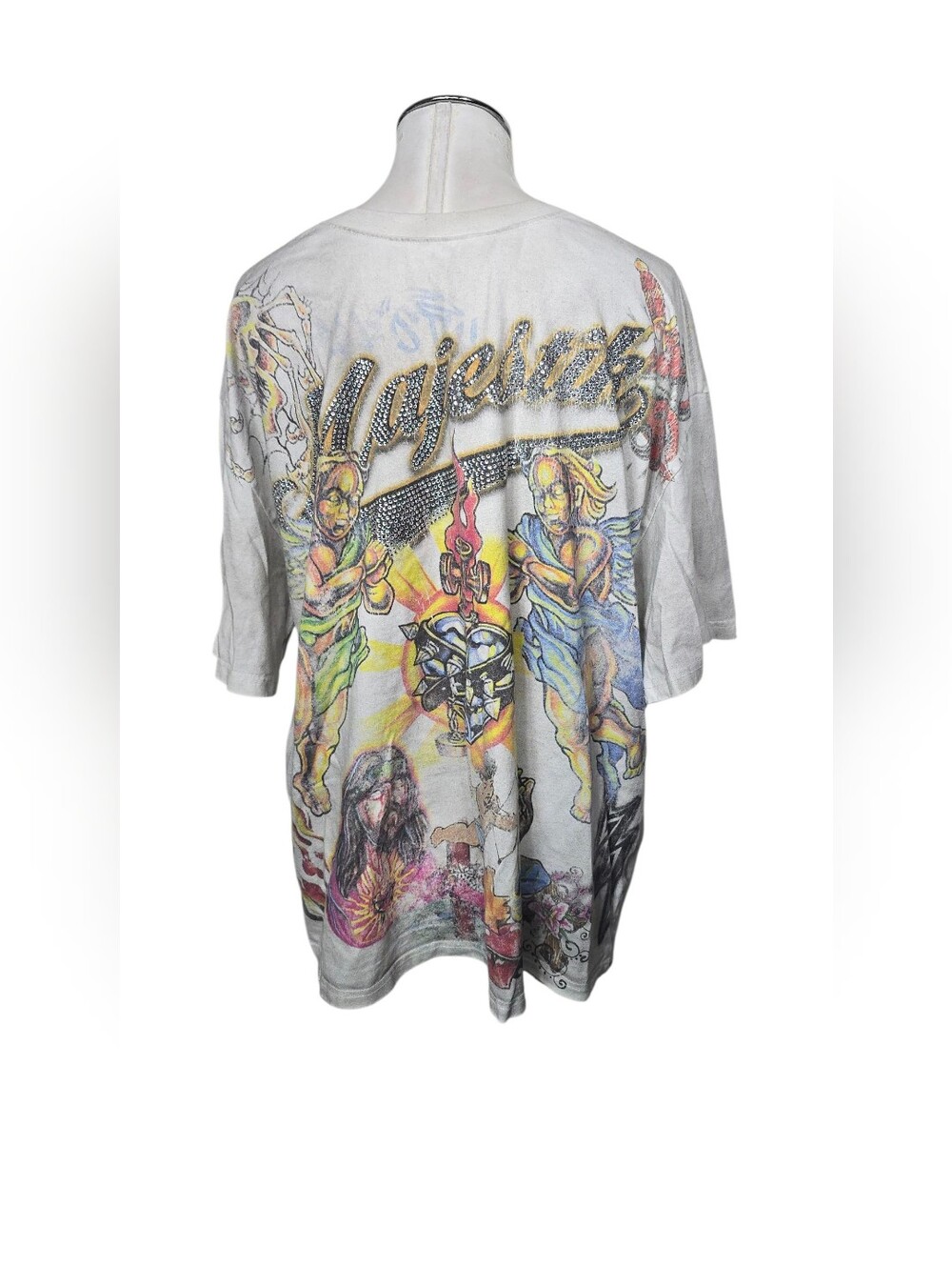 ​Vintage Y2K Majestik Graphic Tee Large Rhinestone Graphic Print Streetwear